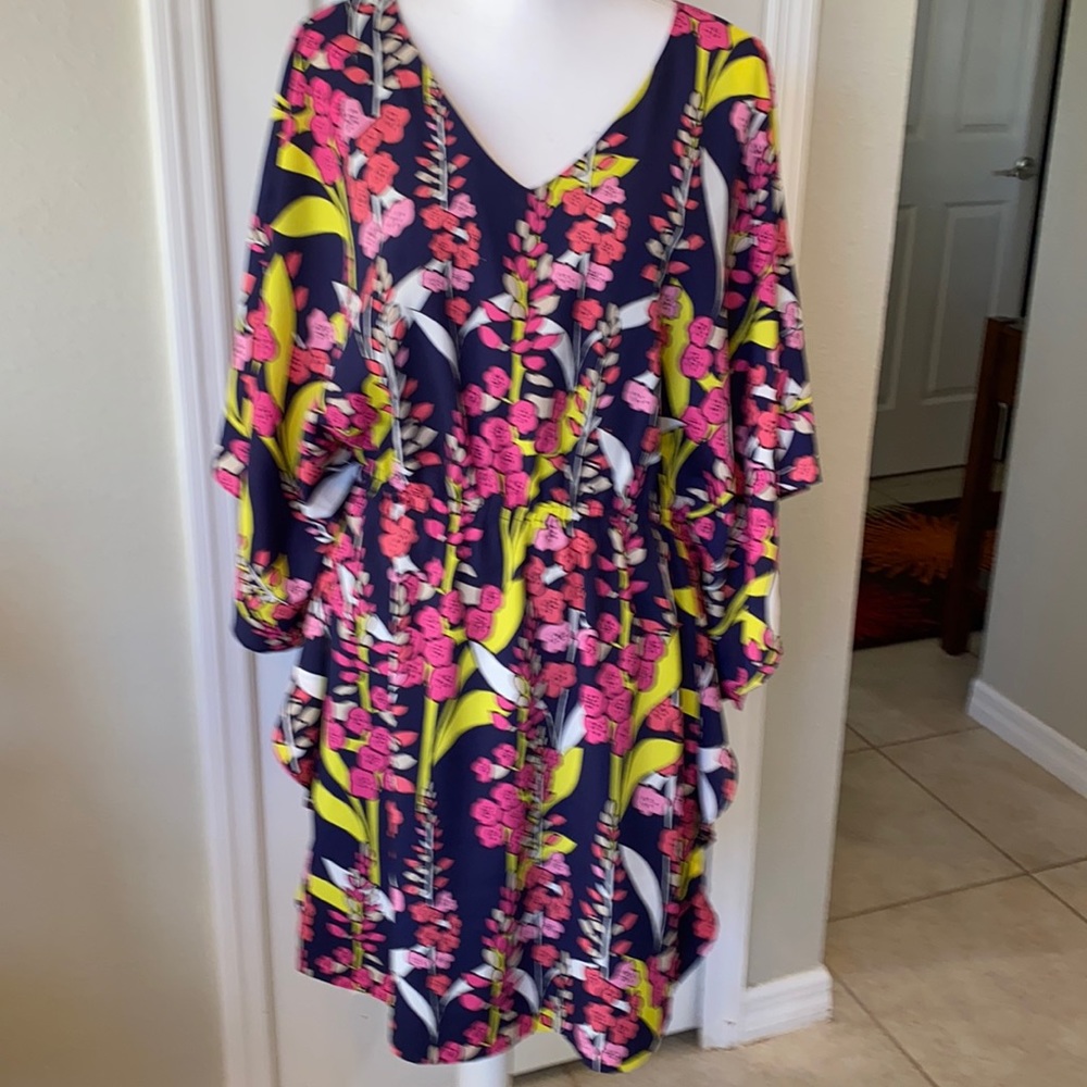 Trina Turk Dress Butterfly Sleeve L